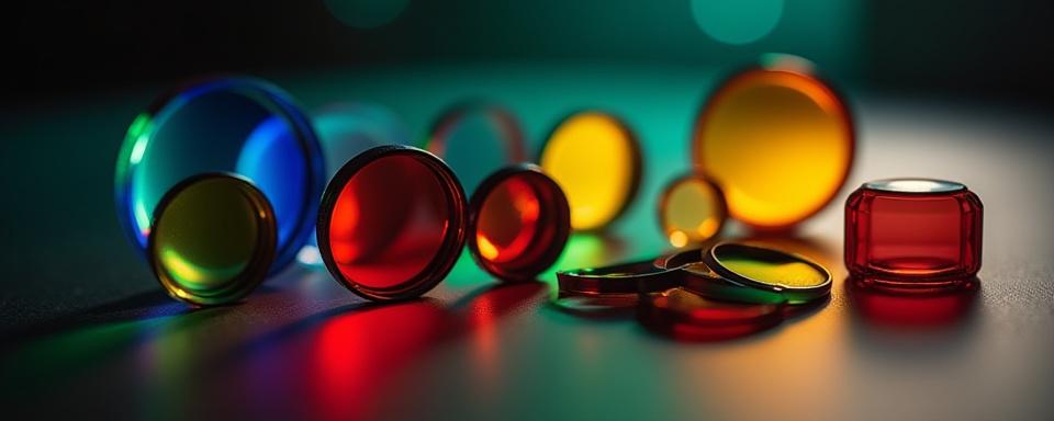 Auswahl verschiedener optischer Filter mit Farbspektren
